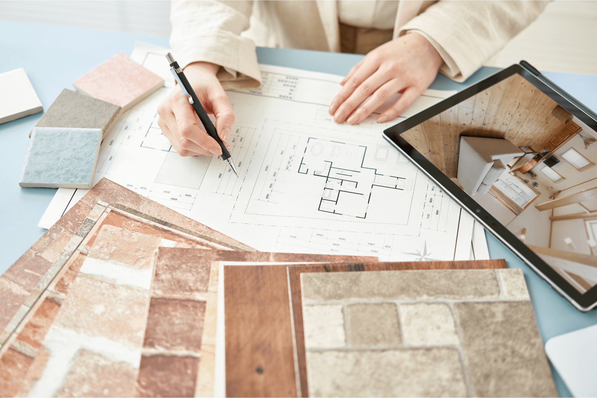 Specialist From Republic Building Contractors Drawing A ADU Floor Plan